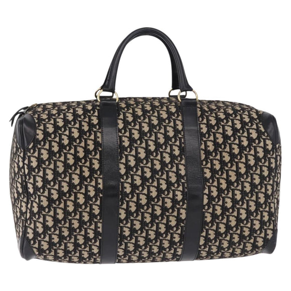 Christian Dior Trotter Canvas Boston Bag Black Gold Auth 195659V