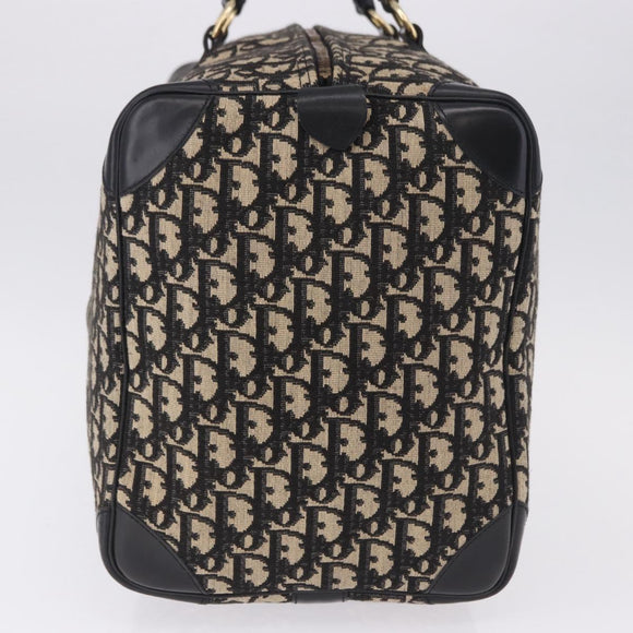 Christian Dior Trotter Canvas Boston Bag Black Gold Auth 195659V