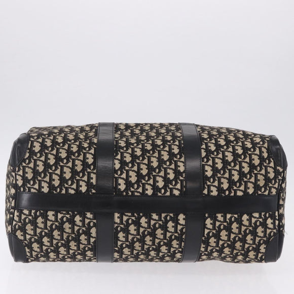 Christian Dior Trotter Canvas Boston Bag Black Gold Auth 195659V