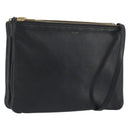 CELINE Trio Shoulder Bag Leather Black Gold Auth 195660-1