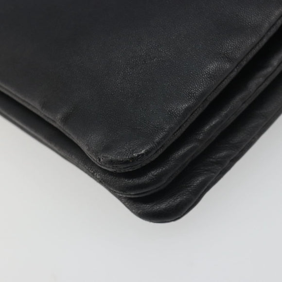 CELINE Trio Shoulder Bag Leather Black Gold Auth 195660