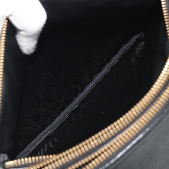 CELINE Trio Shoulder Bag Leather Black Gold Auth 195660