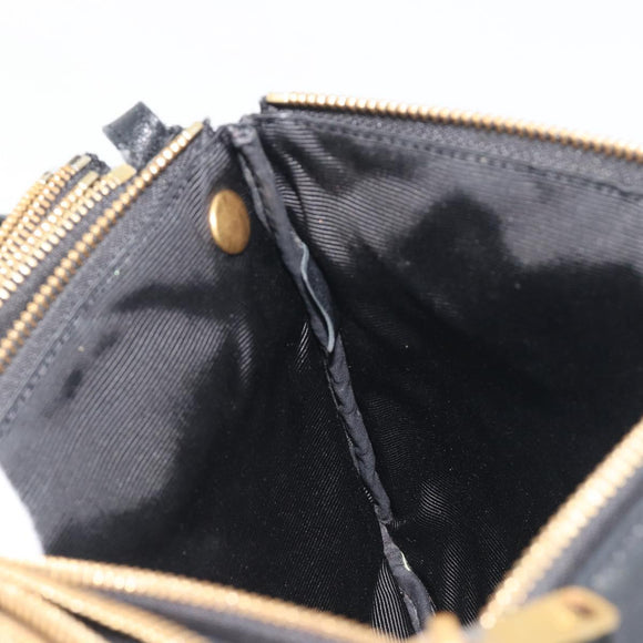 CELINE Trio Shoulder Bag Leather Black Gold Auth 195660