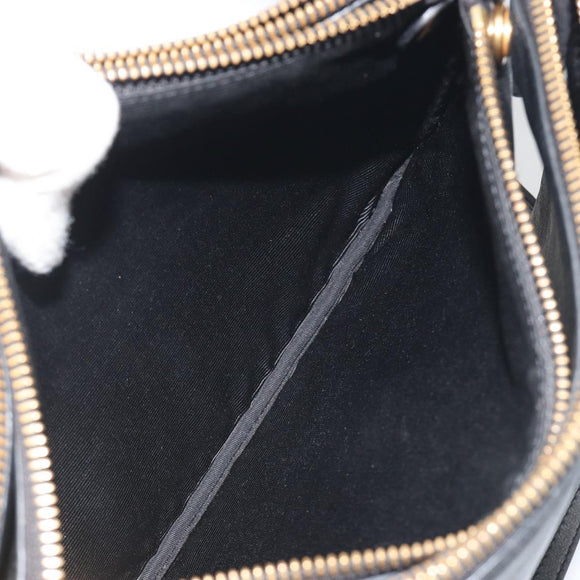 CELINE Trio Shoulder Bag Leather Black Gold Auth 195660
