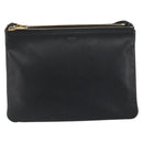 CELINE Trio Shoulder Bag Leather Black Gold Auth 195660-13