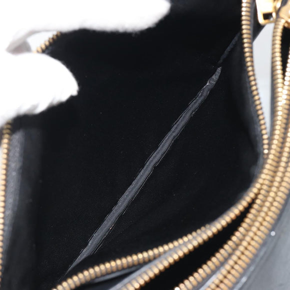 CELINE Trio Shoulder Bag Leather Black Gold Auth 195660