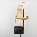 CELINE Trio Shoulder Bag Leather Black Gold Auth 195660-22