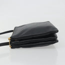 CELINE Trio Shoulder Bag Leather Black Gold Auth 195660-4