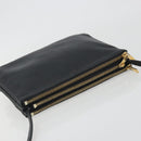 CELINE Trio Shoulder Bag Leather Black Gold Auth 195660-6
