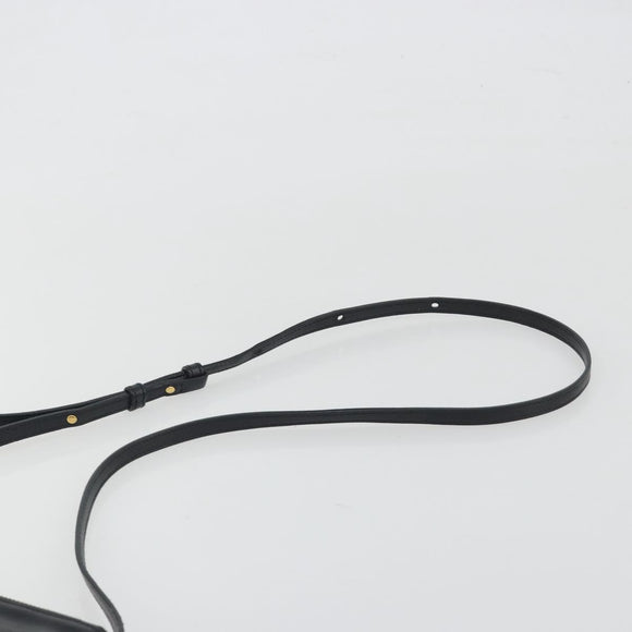 CELINE Trio Shoulder Bag Leather Black Gold Auth 195660