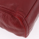 FENDI Hand Bag Leather Red Gold Auth 195663-12