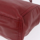 FENDI Hand Bag Leather Red Gold Auth 195663-13