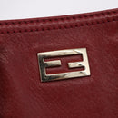 FENDI Hand Bag Leather Red Gold Auth 195663-15