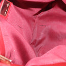 FENDI Hand Bag Leather Red Gold Auth 195663-17