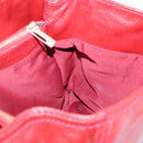 FENDI Hand Bag Leather Red Gold Auth 195663-21
