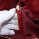 FENDI Hand Bag Leather Red Gold Auth 195663-25