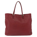 FENDI Hand Bag Leather Red Gold Auth 195663-3