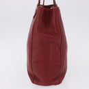 FENDI Hand Bag Leather Red Gold Auth 195663-5