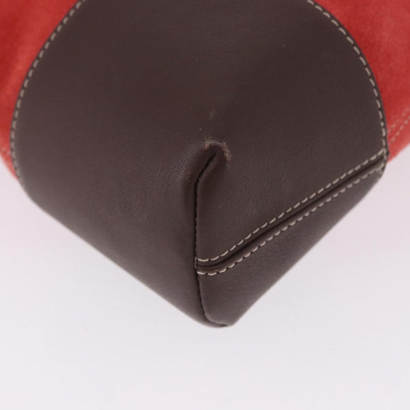 LOEWE Shoulder Bag Suede Red Gold Auth 195667V