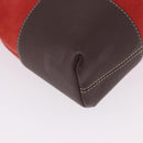 LOEWE Shoulder Bag Suede Red Gold Auth 195667V-15