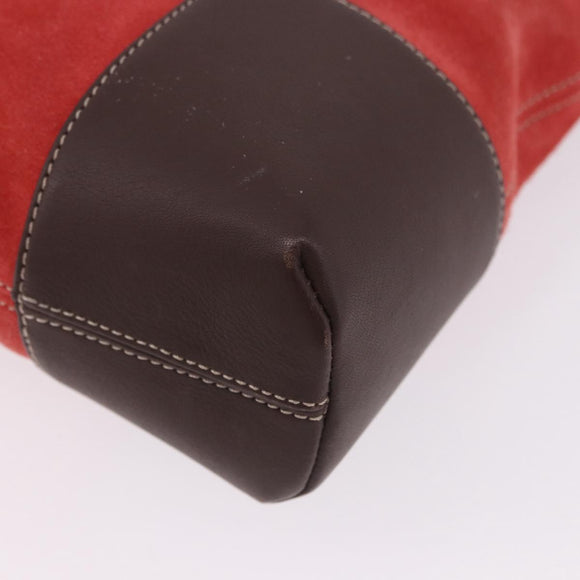 LOEWE Shoulder Bag Suede Red Gold Auth 195667V