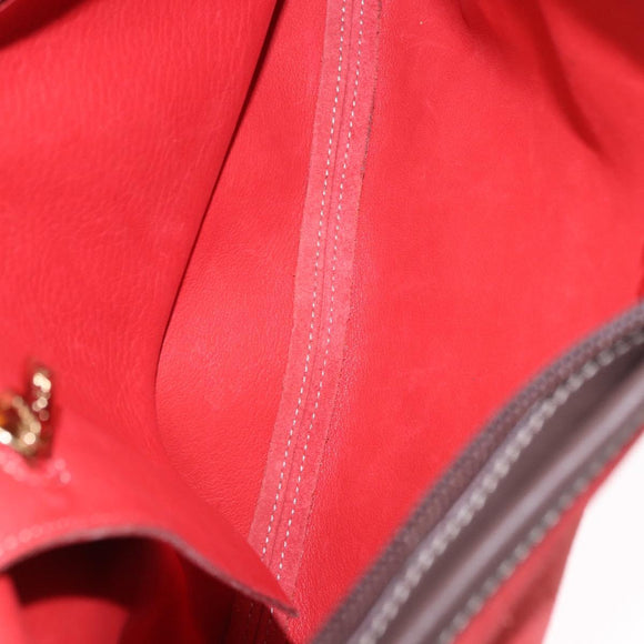 LOEWE Shoulder Bag Suede Red Gold Auth 195667V