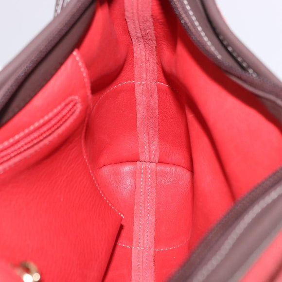 LOEWE Shoulder Bag Suede Red Gold Auth 195667V