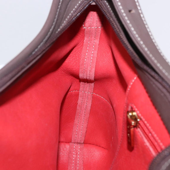 LOEWE Shoulder Bag Suede Red Gold Auth 195667V
