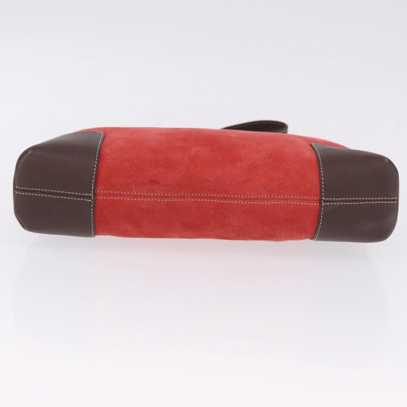 LOEWE Shoulder Bag Suede Red Gold Auth 195667V