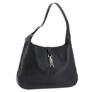 GUCCI Jackie Shoulder Bag Leather Black Silver 001 3346 Auth 195669V-1