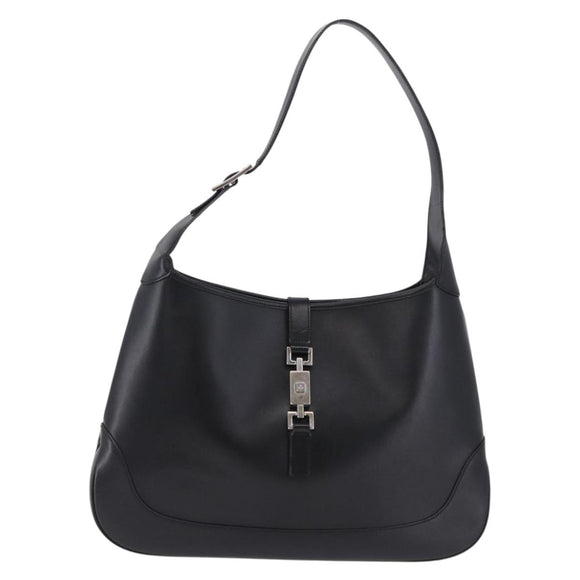 GUCCI Jackie Shoulder Bag Leather Black Silver 001 3346 Auth 195669V