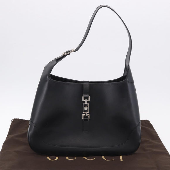 GUCCI Jackie Shoulder Bag Leather Black Silver 001 3346 Auth 195669V