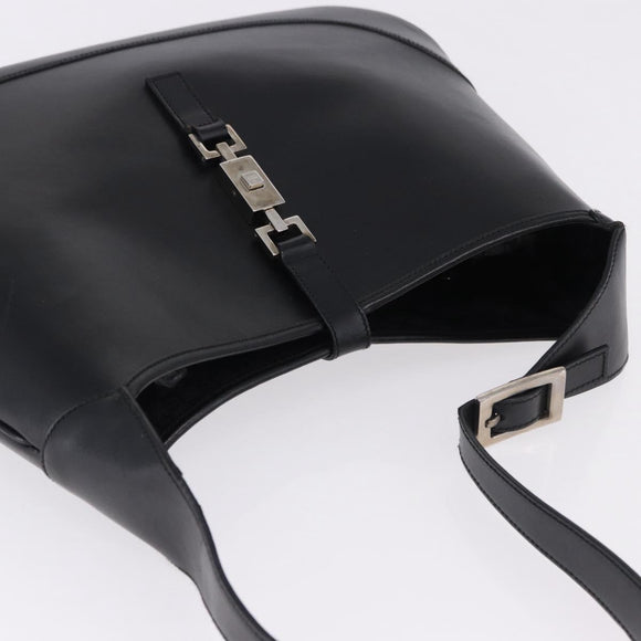 GUCCI Jackie Shoulder Bag Leather Black Silver 001 3346 Auth 195669V