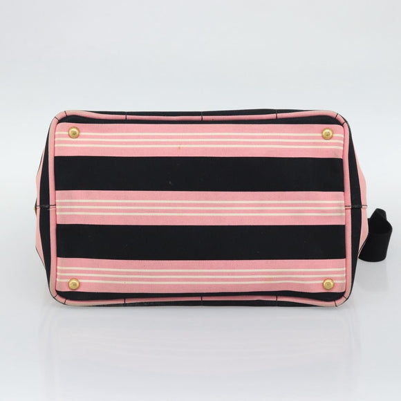 PRADA Canapa MM Hand Bag Canvas 2way Pink Gold Auth 195670
