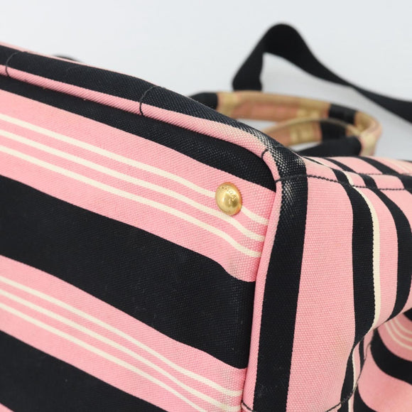 PRADA Canapa MM Hand Bag Canvas 2way Pink Gold Auth 195670