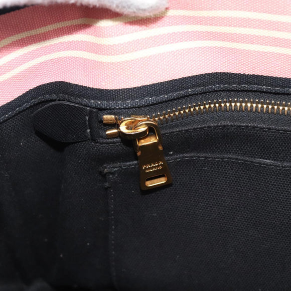 PRADA Canapa MM Hand Bag Canvas 2way Pink Gold Auth 195670