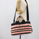 PRADA Canapa MM Hand Bag Canvas 2way Pink Gold Auth 195670-26