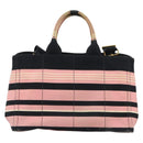PRADA Canapa MM Hand Bag Canvas 2way Pink Gold Auth 195670-2