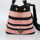 PRADA Canapa MM Hand Bag Canvas 2way Pink Gold Auth 195670-3