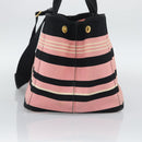 PRADA Canapa MM Hand Bag Canvas 2way Pink Gold Auth 195670-4