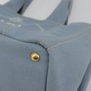 PRADA Canapa MM Hand Bag Canvas Light Blue Gold Auth 195671A-10