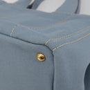PRADA Canapa MM Hand Bag Canvas Light Blue Gold Auth 195671A-12