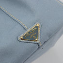 PRADA Canapa MM Hand Bag Canvas Light Blue Gold Auth 195671A-14