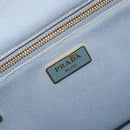 PRADA Canapa MM Hand Bag Canvas Light Blue Gold Auth 195671A-15