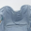 PRADA Canapa MM Hand Bag Canvas Light Blue Gold Auth 195671A-17