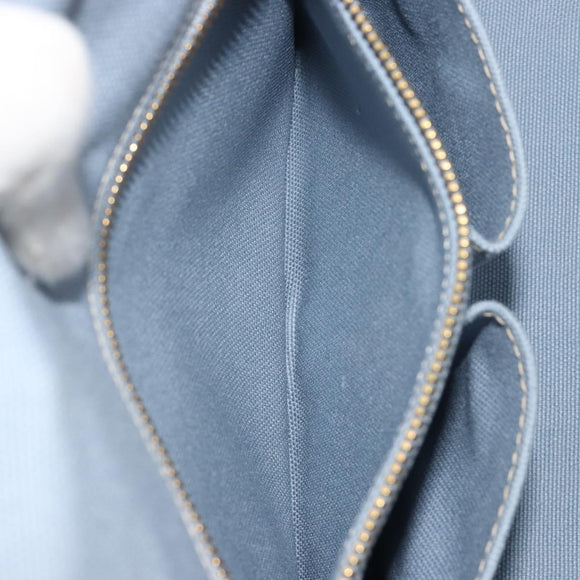PRADA Canapa MM Hand Bag Canvas Light Blue Gold Auth 195671A