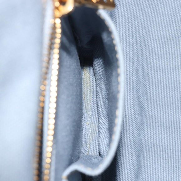 PRADA Canapa MM Hand Bag Canvas Light Blue Gold Auth 195671A