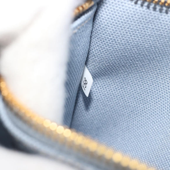 PRADA Canapa MM Hand Bag Canvas Light Blue Gold Auth 195671A