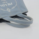 PRADA Canapa MM Hand Bag Canvas Light Blue Gold Auth 195671A-7