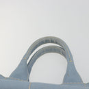 PRADA Canapa MM Hand Bag Canvas Light Blue Gold Auth 195671A-8